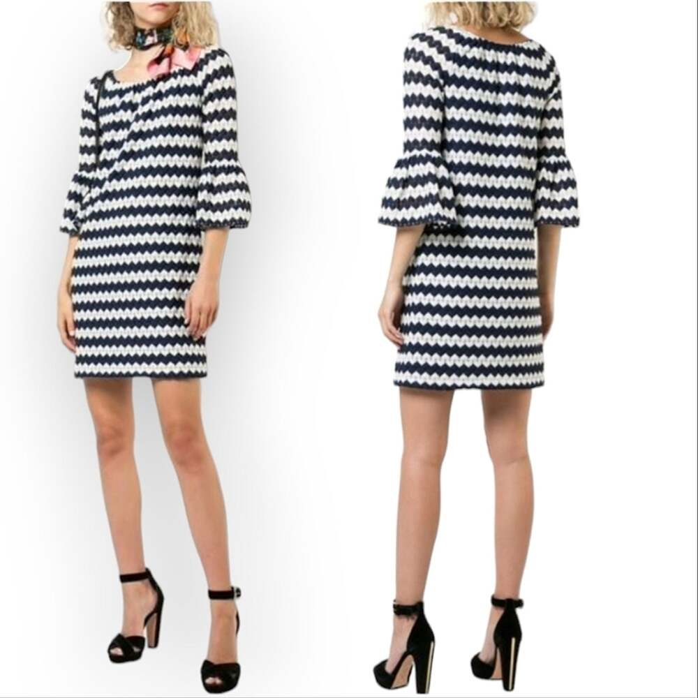 Trina Turk women's chevron print bell sleeve mini dress size S